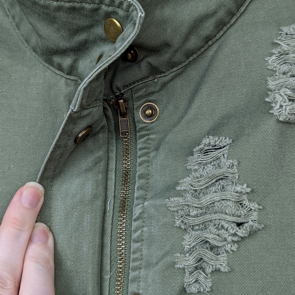 Buddy Basics Green Distressed Military Style Jacket - Picture 4 of 6
